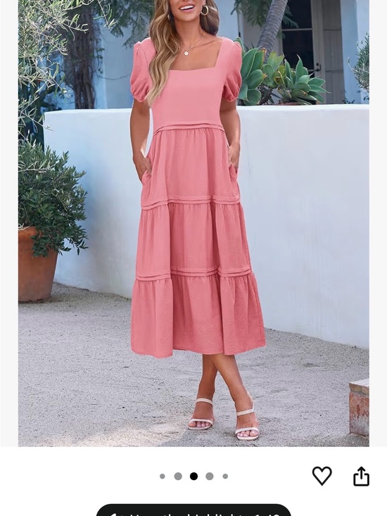 kirundo Dresses & Skirts - Square Neck Puff Sleeve Tiered Maxi Dress in Coral Pink